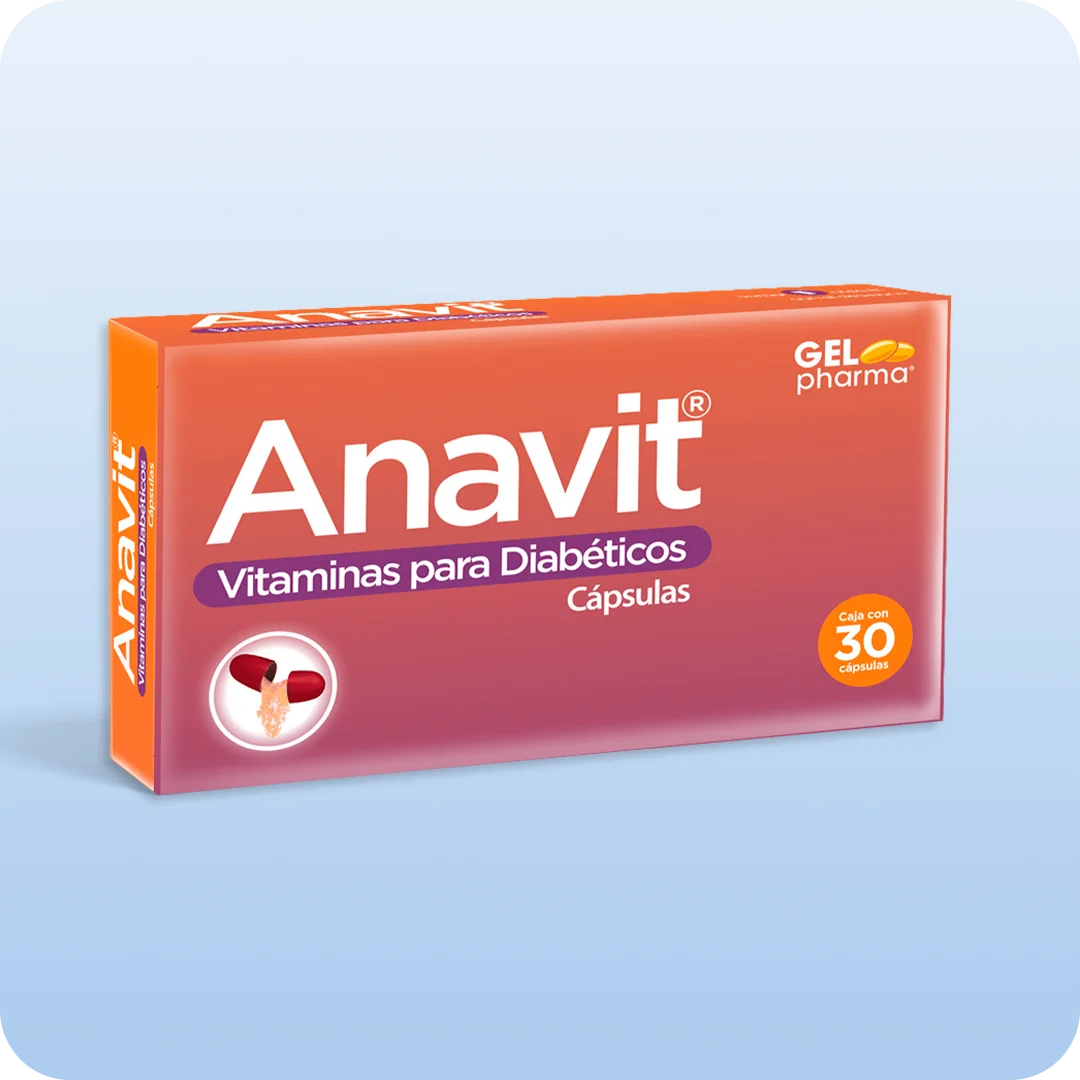 Anavit cápsulas Gelpharma vitaminas para diabéticos caja con 30 cápsulas