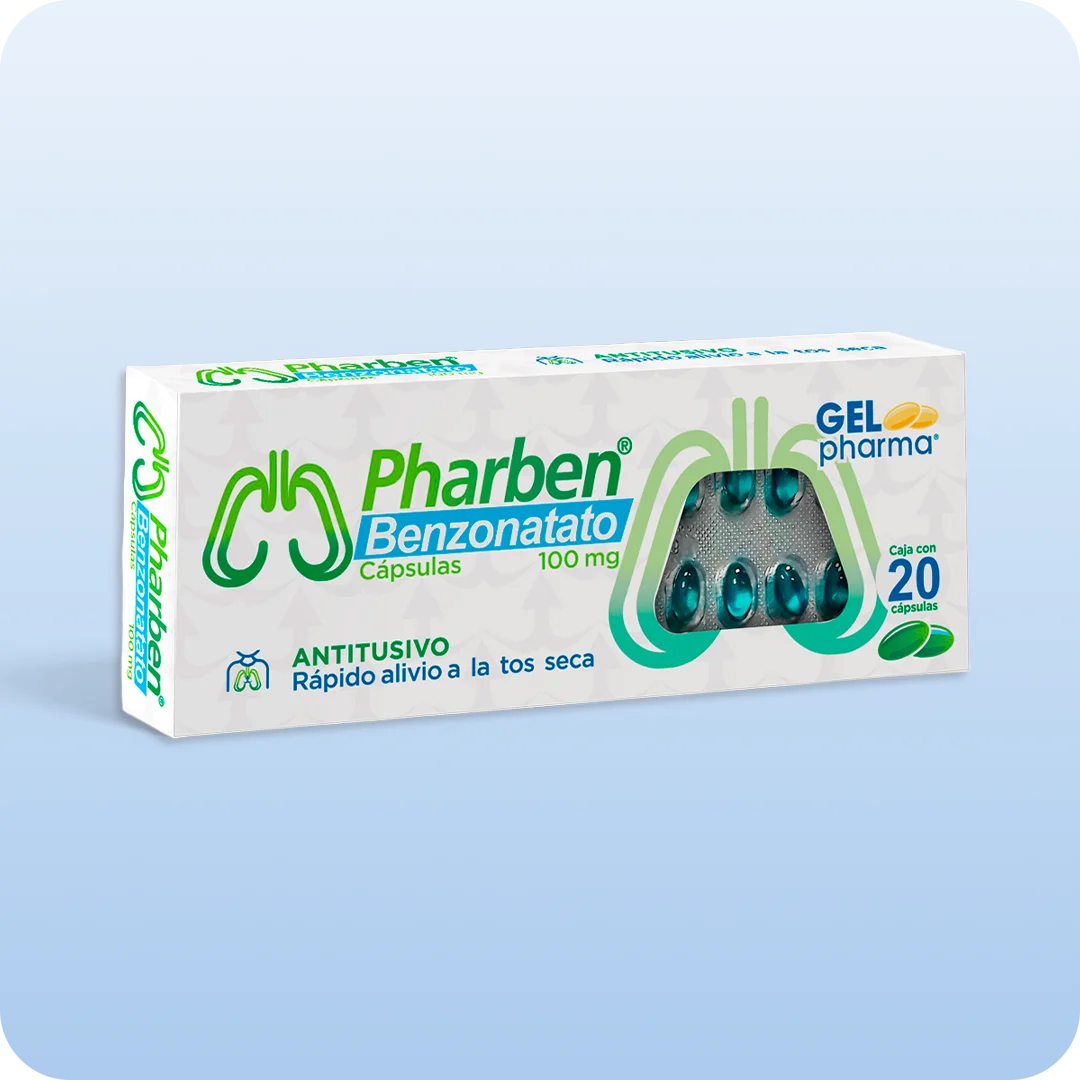 Pharben Benzonatato cápsulas Gelpharma 100 mg caja con 20 cápsulas