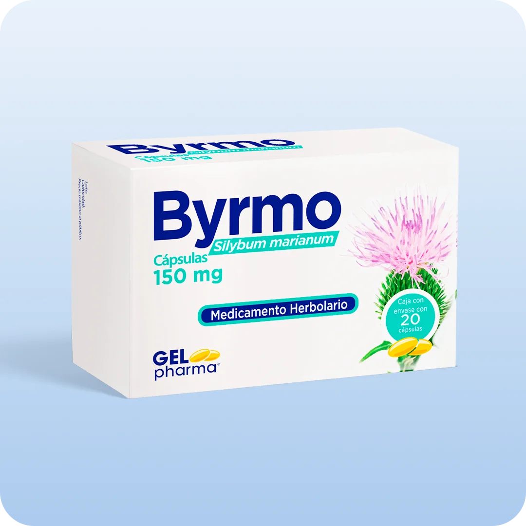 Byrmo cápsulas Gelpharma Silybum marianum 150 mg medicamento herbolario