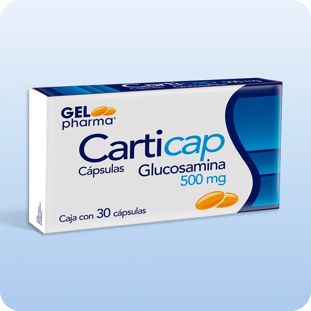 Carticap cápsulas Gelpharma glucosamina 500 mg caja con 30 cápsulas