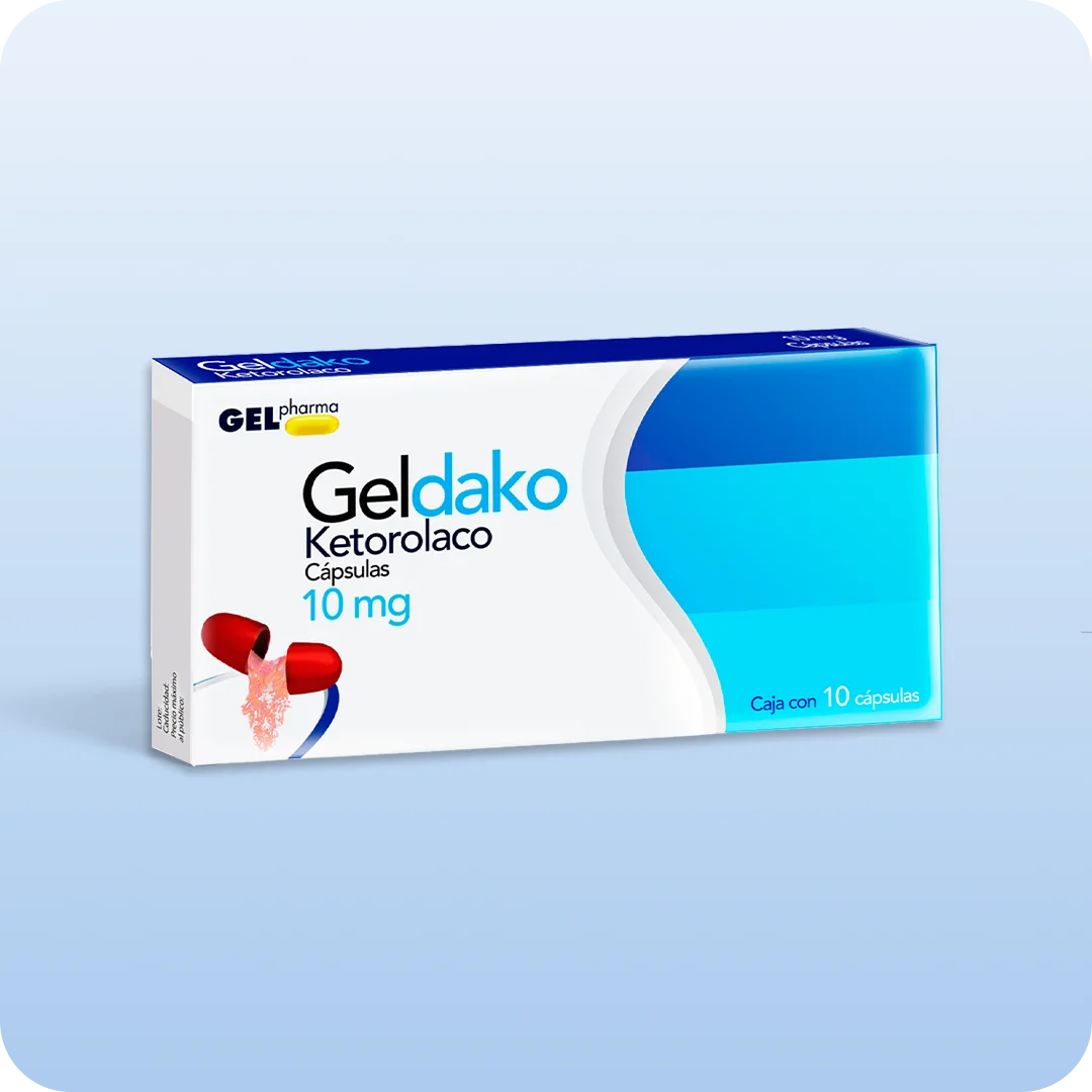 Geldako cápsulas Gelpharma ketorolaco 10 mg caja con 10 cápsulas